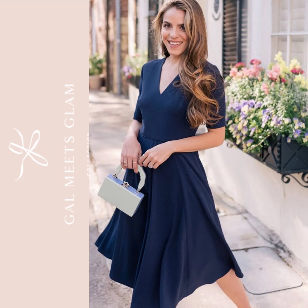 NWT Gal Meets Glam Edith City Crepe Fit & Flare Dress 18